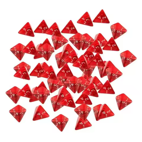 5pcs/set 4-sided Dices D4 Transparent Red 22mm Number 1234 Acrylic 4 Sided Face Dice Kit for DND TRP