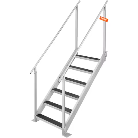 Pool Ladder Aluminum SucceBuy 4/6 Step Dual Handrails Dock Ladder Aluminum with Rubber Mat 30"-39" A