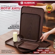 PP Plastic Tray Tray Multifunctional Rectangular Wooden Pattern Food and Beverage Serving Box Contai