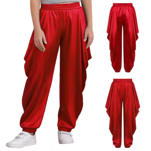 Kids Boys Satin Tribal Harem Pants Bloomers Halloween Party Dhoti Pants Belly Dance Pants Egyptian L