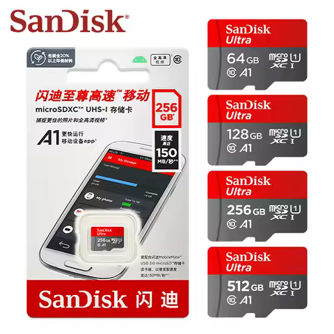 SanDisk Ultra MicroSDXC USH-I Memory Card A1 U1 C10 TF Card 32GB 64GB 128GB 256GB 512GB 1TB Flash 15