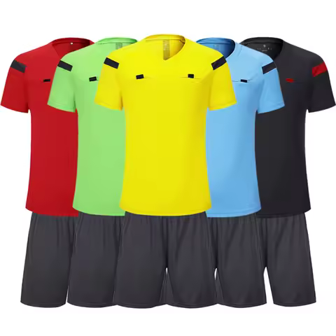 Shinestone Men's Professional Soccer Referee Uniform Set Soccer Jersey Shorts Tracksuits Thai Footba
