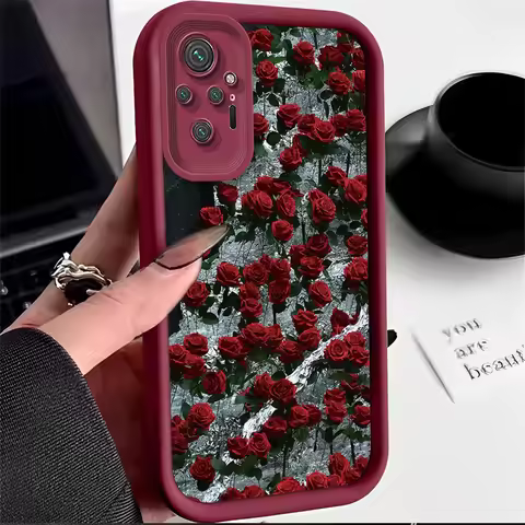Note10Pro Rose Flower Silicone Phone Case On For Xiaomi Redmi Note 10 10s 4G 5G Pro Max Redmi 10 10A