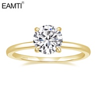 EAMTI 1.5CT 925 Sterling Silver Round Cut Solitaire Cubic Zirconia CZ Wedding Promise Rings Gold Eng