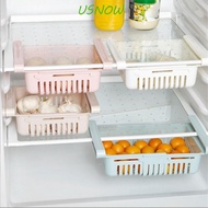 USNOW Drawer Storage Rack, Retractable Anti-collision Freezer Crisper Box, Multi-function Keep Fresh Save Space Pull-out Refrigerator Storage Basket Kitchen