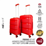 SAMEL 2 IN 1 SET FGD 363 JAPANESES CONCEPT EXPANDABLE ANTI THEFT ZIPPER PP LUGGAGE 20" + 24"