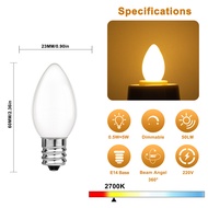 6pcs 0.5W Low Watt Led Edison Bulb C7 Milky Glass Led Filament Bulb Warm White Candle Lamp Bulb 0.5W