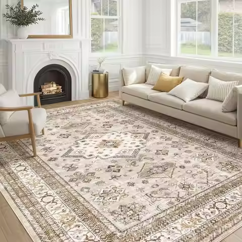 Living Room Area Rug 8x10 Large Soft Washable Oriental Traditional Distressed Farmhouse Rugs for Bed