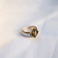 貓臉圓半徑戒指，銀，貓戒指，貓銀戒指。