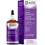 AOR Liquid Vitamin D3 Drops 1000 IU for Adults, 100 ml 500-Servings - Vegan, Non-GMO & Gluten-Free -