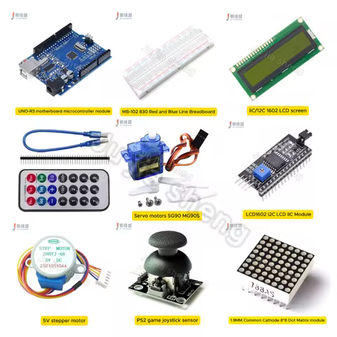 Starter Kit for Arduino Uno R3 - Uno R3 Breadboard and holder Step Motor / Servo /1602 LCD / jumper 