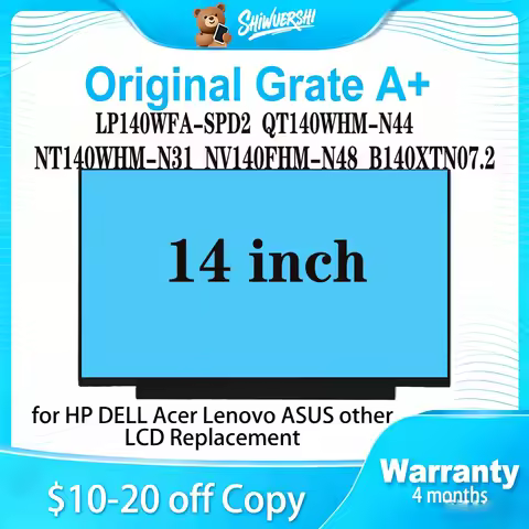 Original New A+ 14" Laptop Slim Lcd Screen Panel LP140WFA SPD2 QT140WHM N44 NT140WHM N31 NV140FHM N4