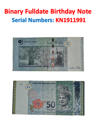 Duit Lama Extremely rare collectible and valuable Binary Fulldate Birthday Malaysia RM50 Banknote 11