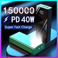 Original 150000mAh Power Bank Qc 3.0 Fast Charging Powerbank Large Capacity LED Light PowerBank