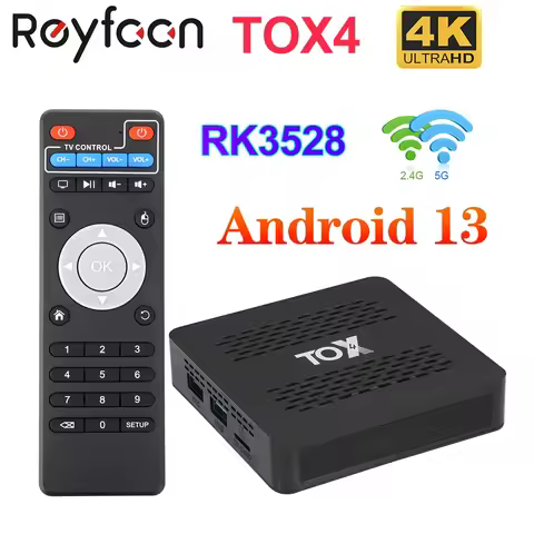 TOX4 Android 13 Smart TV Box 4GB 32GB with RK3528 Dual Wifi 1000M LAN BT5.0 Support H.265 4K 60fps D