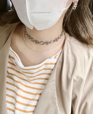 蜜桃色天然淡水珍珠項鍊