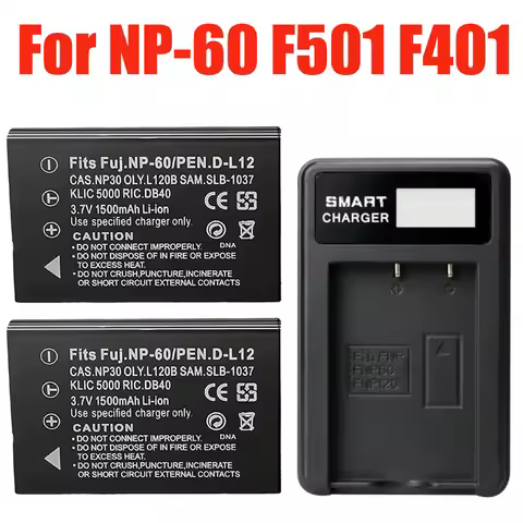 1500mAh NP-60 FNP60 NP60 SLB 1137 1037 CNP-30 K5000 D-Li2 Li-20B Battery for Fujifilm F50I F501 F401