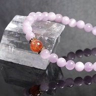 貓眼紫鋰輝石x太陽石手鏈 心輪臍輪 設計水晶 愛情 正能量