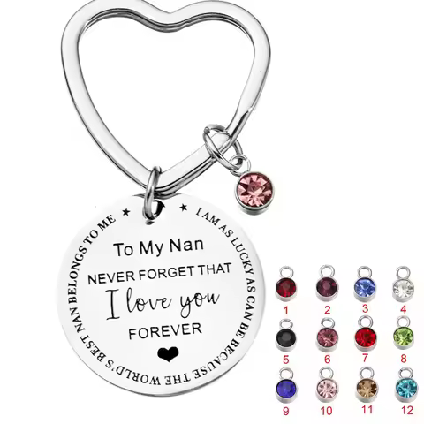 Best Nana Gift Keychain with Birthstone Charm Nana Grandma Nan Birthday Gift Gigi Jewelry Nana Keych