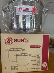 SUN (เครือหัวม้าลาย) ** หม้อหุงต้ม ทรงสูงพิเศษ เบอร์ 24 ซม. ตราพระอาทิตย์ SUN 'Z ชุดหม้อหุงต้ม 22,24