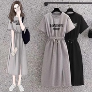 [Taiwan Shipment] Large Size One-Piece Dress Large Size Dress Girls Dress Narrow-Waist One-Piece Dre