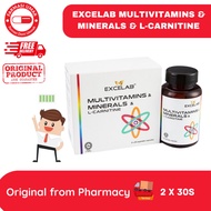 EXCELAB MULTIVITAMINS & MINERALS L-CARNITINE -2x30's