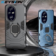 KEYSION Shockproof Armor Case for HONOR 200 Pro 5G Soft Silicone+PC Metal Ring Stand Phone Back Cove