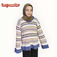 Lucy Sweater Oversize Knit Rajut Tribal Wanita Model Elegan dengan Desain Rajut yang Menarik