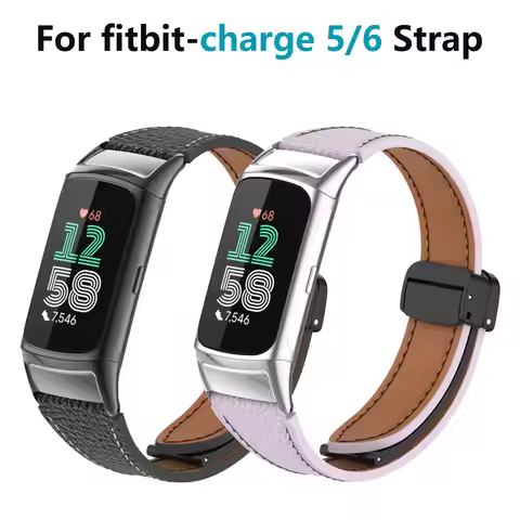 for Fitbit-Charge 5/6 Strap, Small Waist Leather Strap, Magnetic Buckle Metal for Charge 5/6 Replace