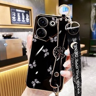 YBD Colorful Butterfly Phone Case For Tecno Camon 20 Pro 4G 5G Ck6 Ck6n Ck7n Ck8n Wristband Long Han