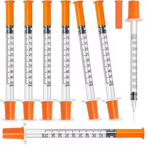 U-100 0.5/1ml Syringes, Individually Wrapped, 30/50/100 Pack for Lab Supplies