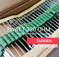 (10 buah) RESISTOR 2WATT 330 OHM TAIWAN KAKI TEMBAGA RESISTOR 2W 330 OHM RESISTOR 2WATT 330 OHM RESISTOR TAIWAN 2W 330 OHM