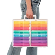 Photo Storage Box Colorful 16 inner 4×6 Plastic Storage Containers with Handle for Photos Pictures C