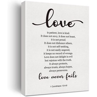 Bible Verse Art Wall Decor 1 Corinthians 13:4-8 Love Never Fails Scripture Canvas Painting Print For