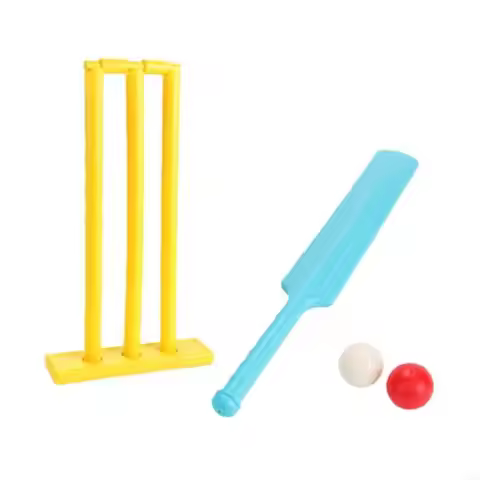 PXPF Kids Cricket Set Plastic Cricket Bat with 2 Balls & Stumps Backyard Sports Game