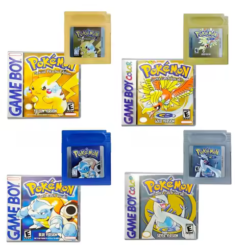 7 Styles Classic Pokemon GBC Game Cartridge Bundle for Game Boy Color GBA SP Retro RPG Game Card for