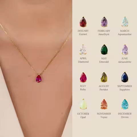 Titanium steel pear-shaped water drop zircon December birthstone birthstone necklace furnace vacuum 