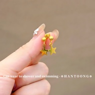 Subang Telinga Perempuan Titanium Steel Gold Plated Star Pendant Anti Karat Tak Luntur