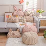 K-Y/ Cotton Cute Rabbit Buckwheat Pillow Ears Embroidered Pillow Sofa Afternoon Nap Pillow Bedroom Small Pillow Removabl