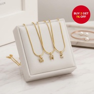 Gold 26 Letter Pendant Necklace for Women with Zircon Initials, Name, Stainless Steel Clavicle Chain
