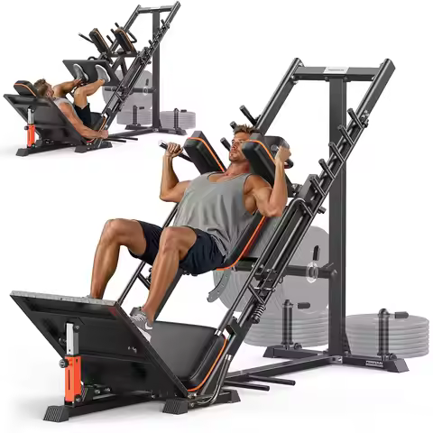 3‑in‑1 Leg Press Hack Squat Machine with Ultra-Quiet Pulley System – Adjustable Leg Press Machine fo
