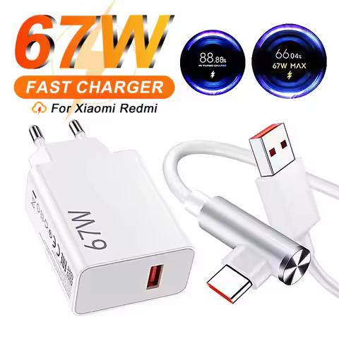 67W Max 6A Fast Wall Charger With Type C USB Cable For Xiaomi 12 Lite 13T 14 Ultra Redmi Note 11T 12