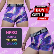 MVA B1T1 PURPLE YELLOW GALAXY N-PRO SPANDEX CYCLINGDESIGNFOR ALL SPORTS-VOLLEYBALL SWIMMING YOGA GYM