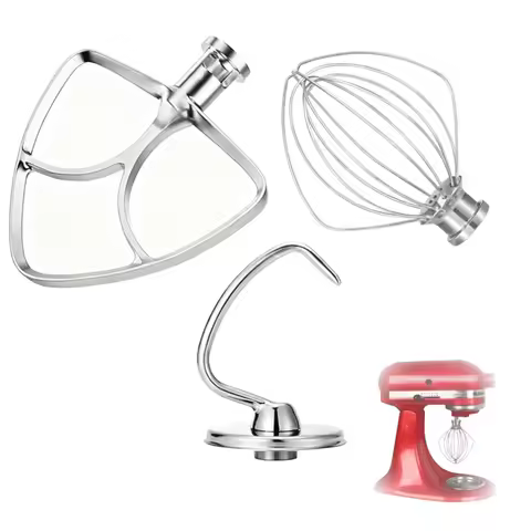 Tilt Head Stand Mixer 6 Wire Whisk, Flat Beater, Dough Hook for KitchenAid 4.5-5 Qt Dishwasher Saf F