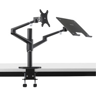 Monitor and Laptop Dual Arm Desk Stands 2 in 1 Swivel Desk Mount Monitor Arm Stand Holder Bracket