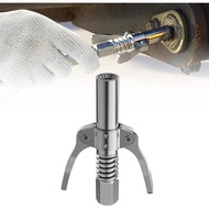 Strong Lock on Grease Couplers, High Pressure Grease Gun Coupler - with Spring Flex Hose, Quick Rele