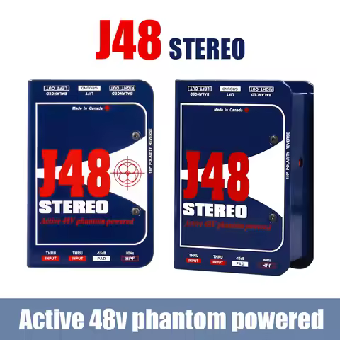 J48 Stereo Premium Active DI Box - High Performance, Phantom Powered, for Live Concerts and Studio R