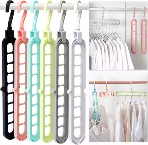 9 Holes Rotating Anti-Skid Folding Clothes Hanger Organizer with Multifunctional Space Saving Cascad