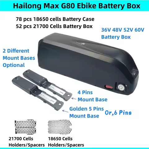 Hailong Max G80 E-bike Battery Box Shell 36V 48V 52V 60v Li-ion Battery Case 78 70 pcs 18650 Cells 5