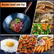 [3Years Warranty] Wok Pan (32/34/36/38/40cm) Cast Iron Pan Cast Iron Wok Woks Stir-Fry